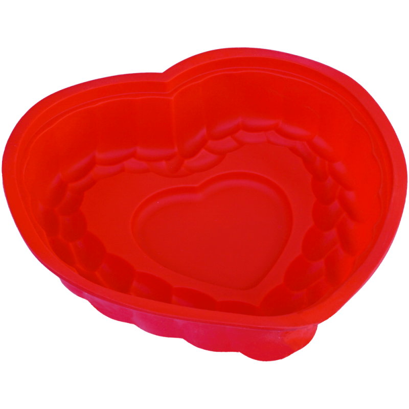 Forma de copt din silicon, in forma de inima, termorezistenta, rosie, 27.5 x 26.5 x 7.5 CM